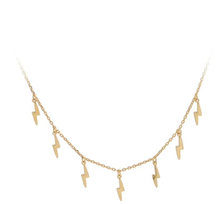 COLLAR RUTH. Collar de plata de ley 925 bañado en oro con colgantes en forma de rayos