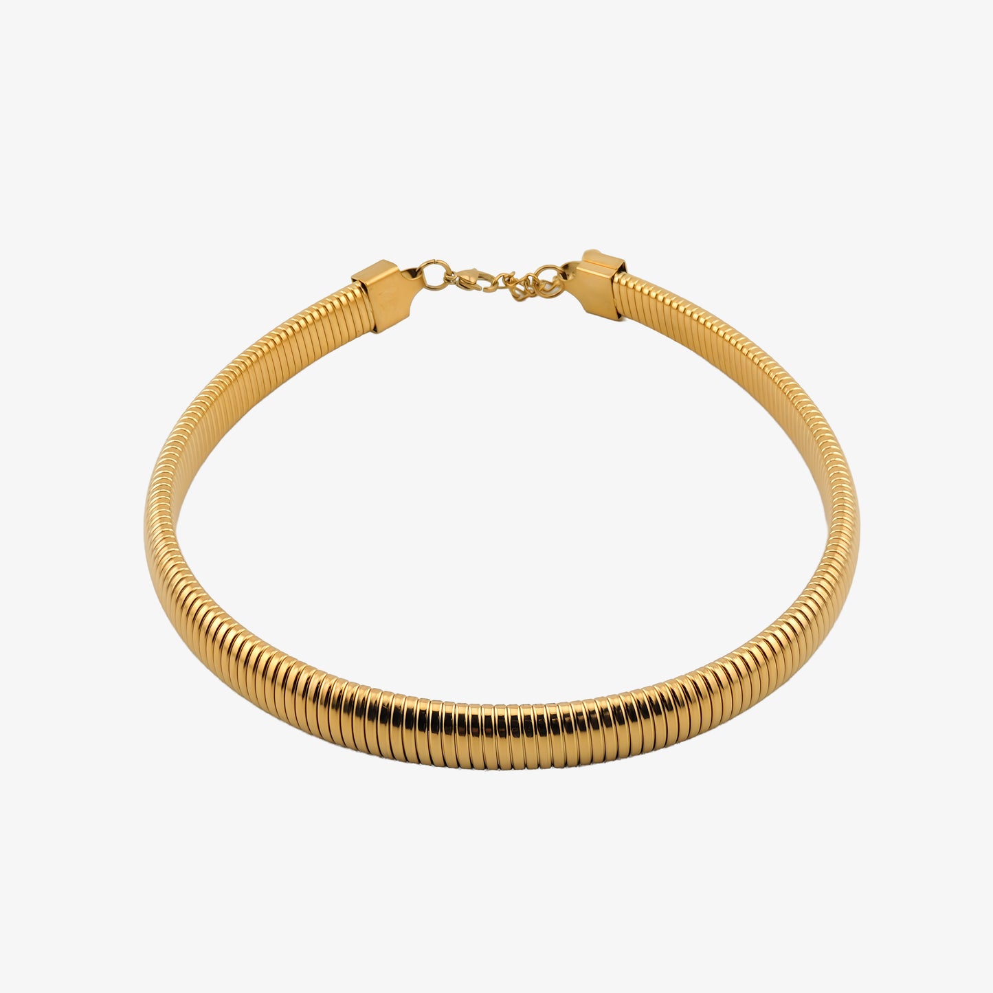COLLAR CALA. Gargantilla elástica y ajustable de acero inoxidable bañado en oro