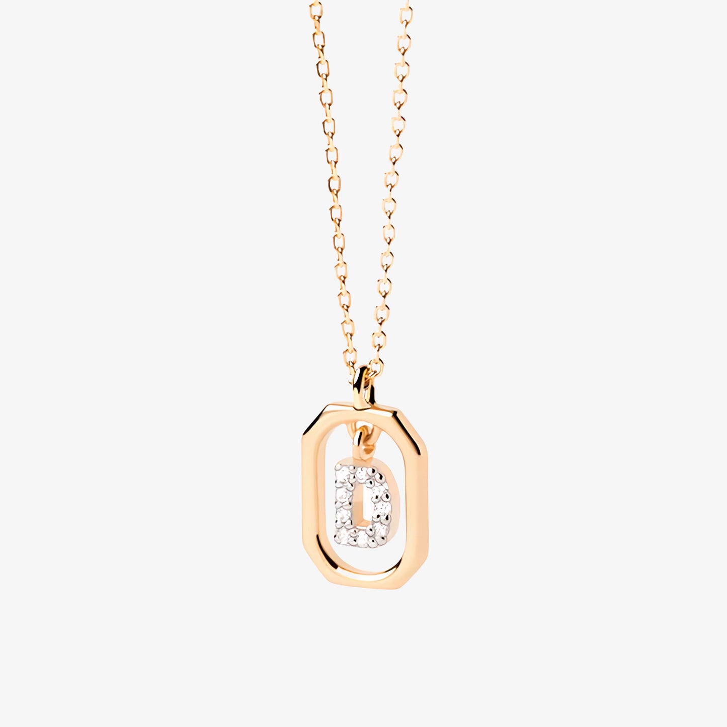 COLLAR DEVA. Collar personalizado con inicial mini en Plata de Ley 925 bañada en oro de 18K y circonitas blancas