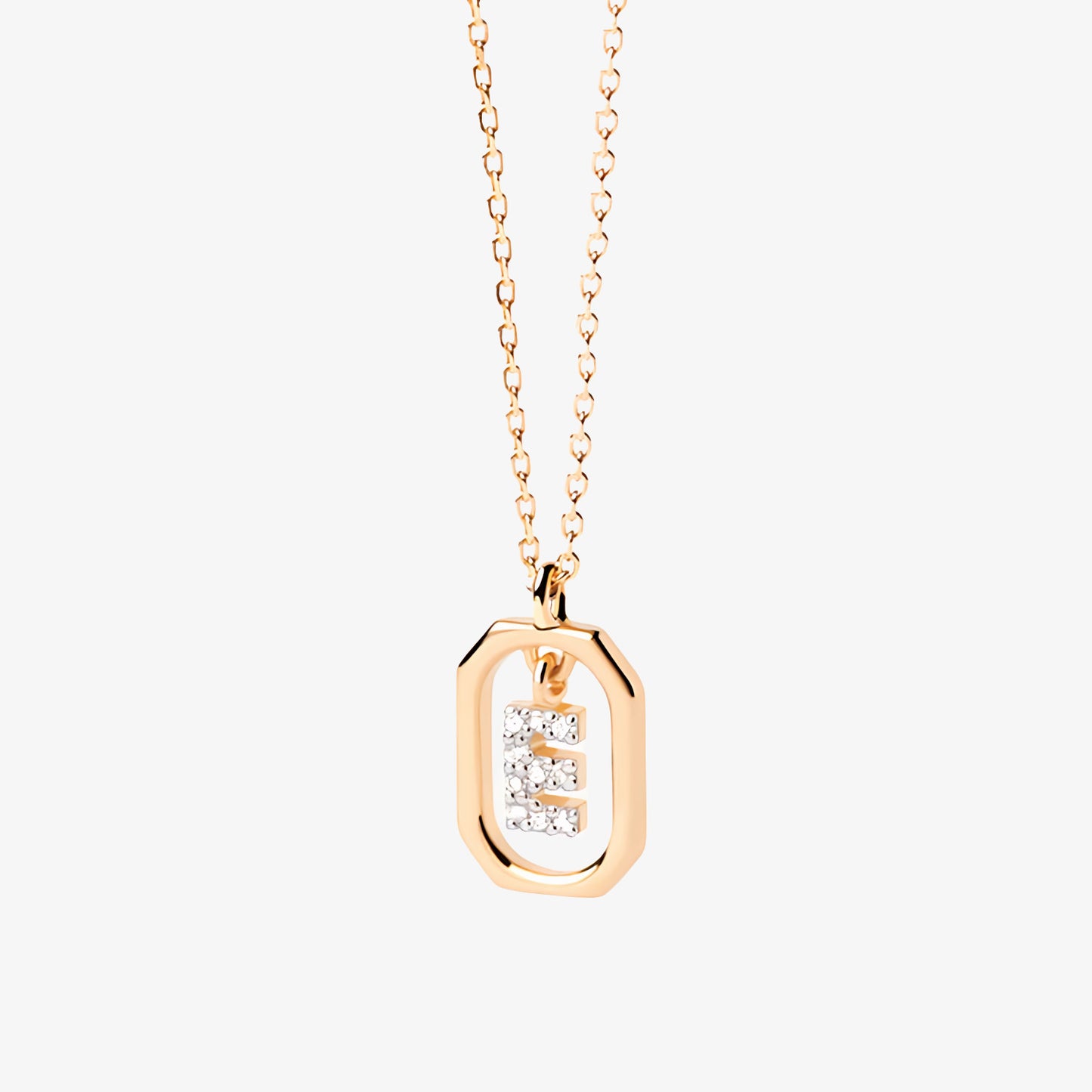 COLLAR DEVA. Collar personalizado con inicial mini en Plata de Ley 925 bañada en oro de 18K y circonitas blancas