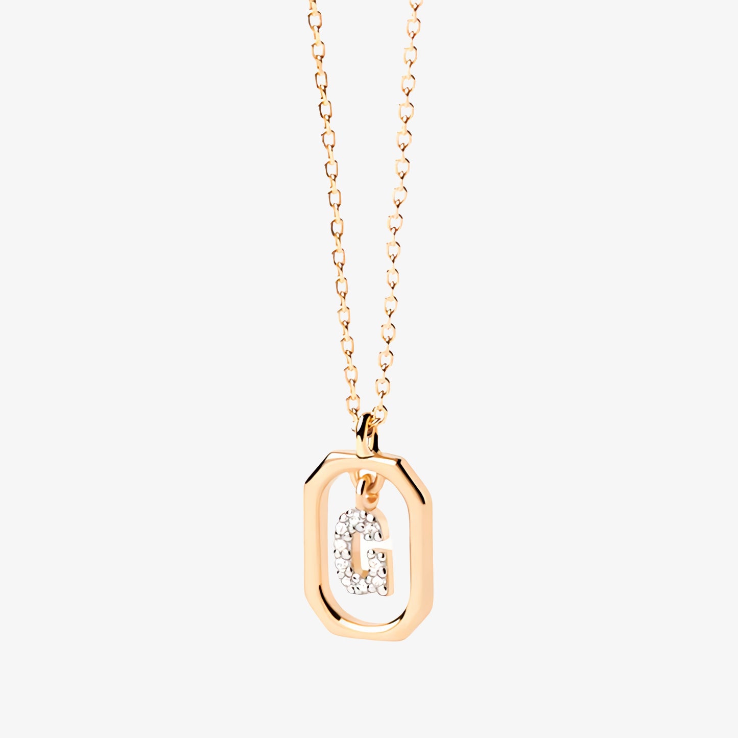 COLLAR DEVA. Collar personalizado con inicial mini en Plata de Ley 925 bañada en oro de 18K y circonitas blancas