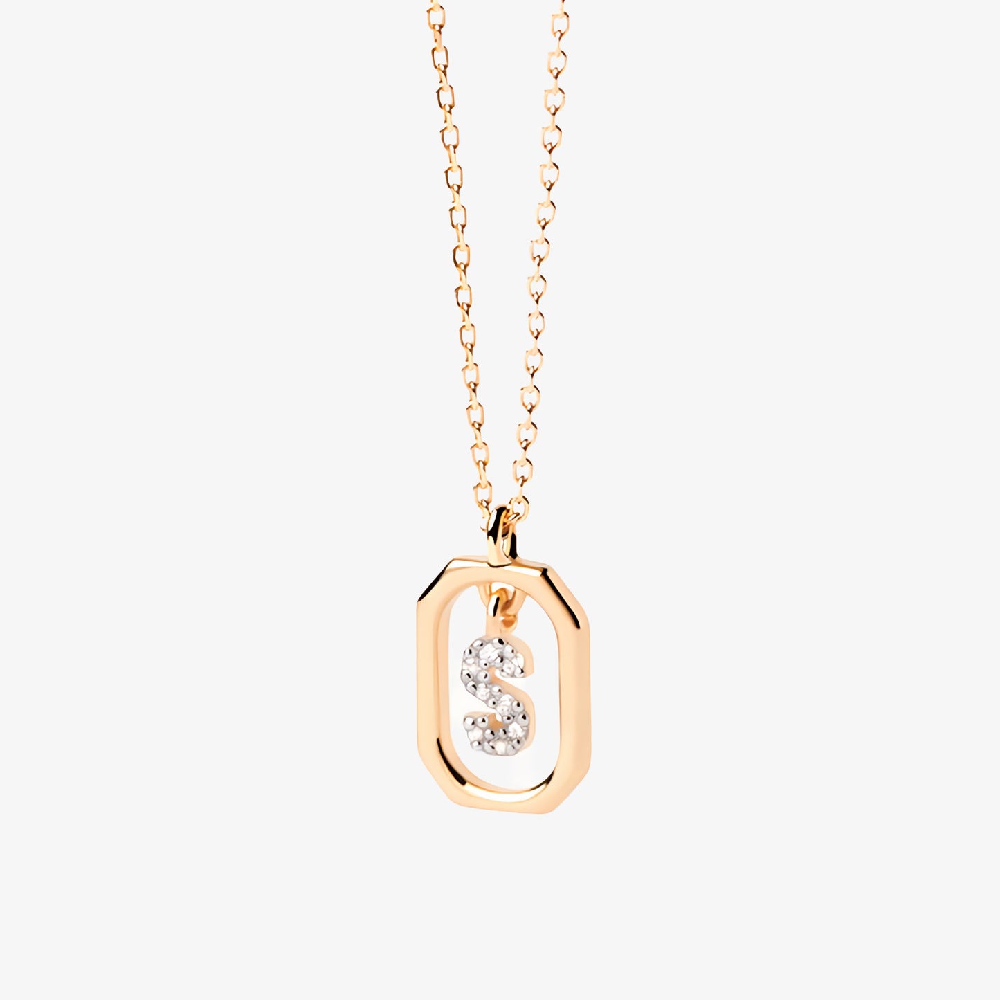 COLLAR DEVA. Collar personalizado con inicial mini en Plata de Ley 925 bañada en oro de 18K y circonitas blancas