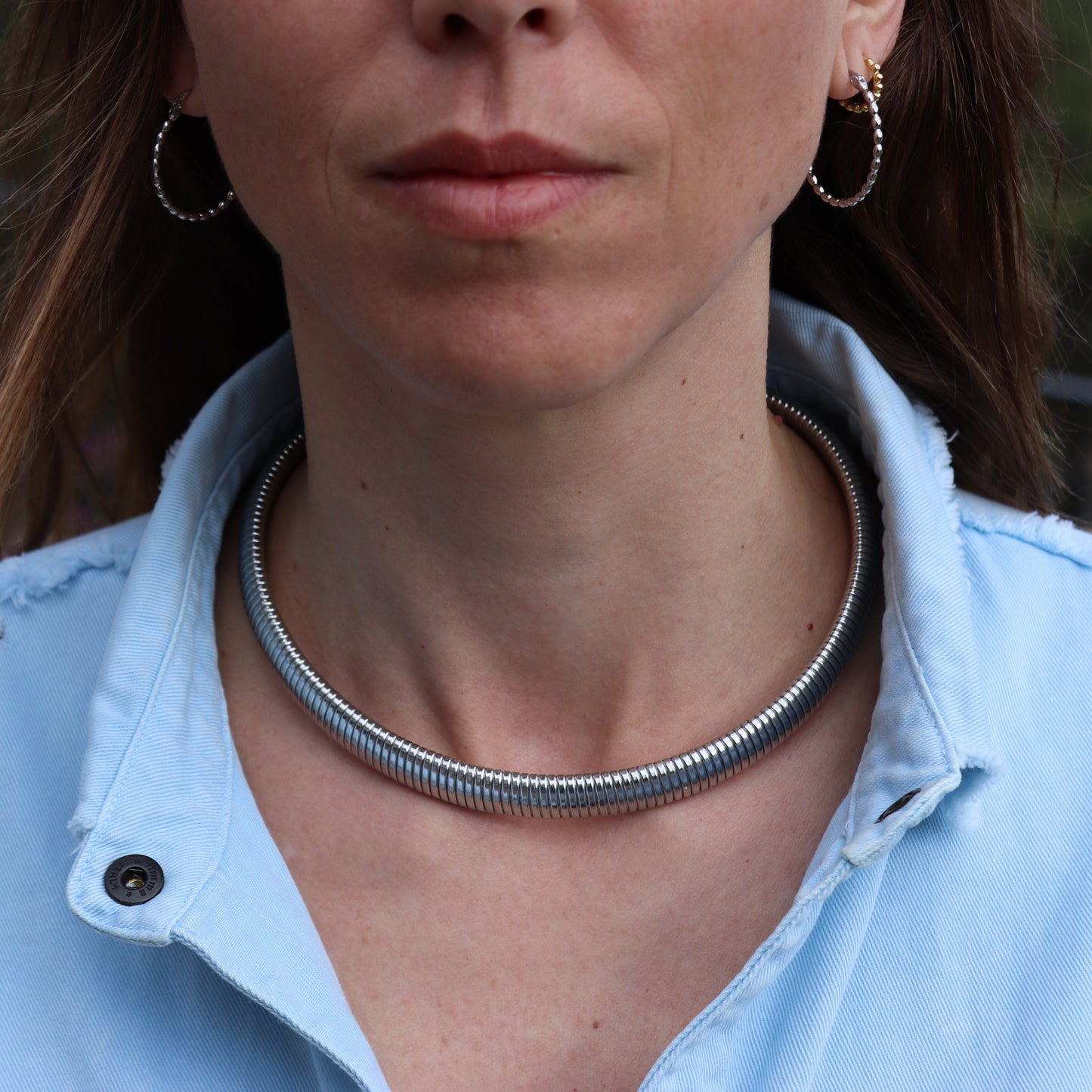 COLLAR MARTINA. Gargantilla elástica y ajustable de acero inoxidable