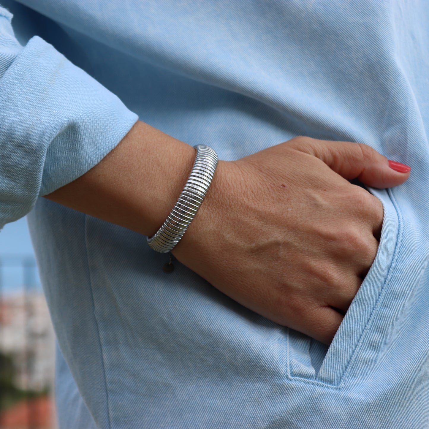 PULSERA MARTINA. Pulsera ajustable elástica de acero inoxidable