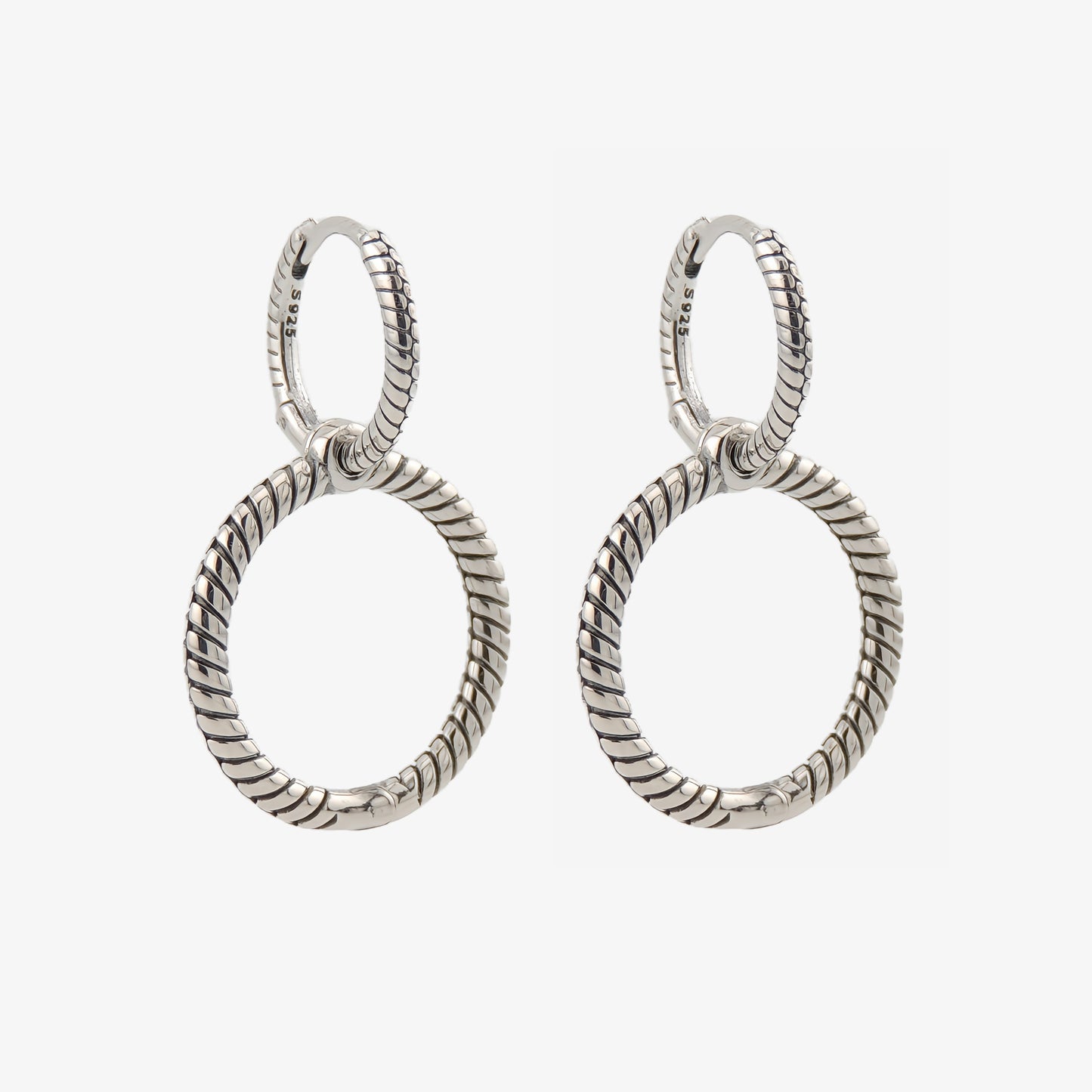 PENDIENTES ADELA. Pendientes de aros dobles de plata de ley 925