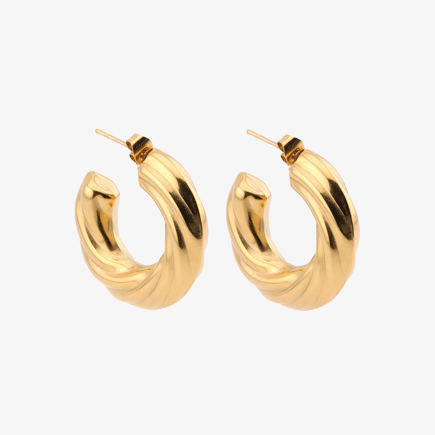 PENDIENTES GLORIA. Aros de acero inoxidable bañados en oro de 18k