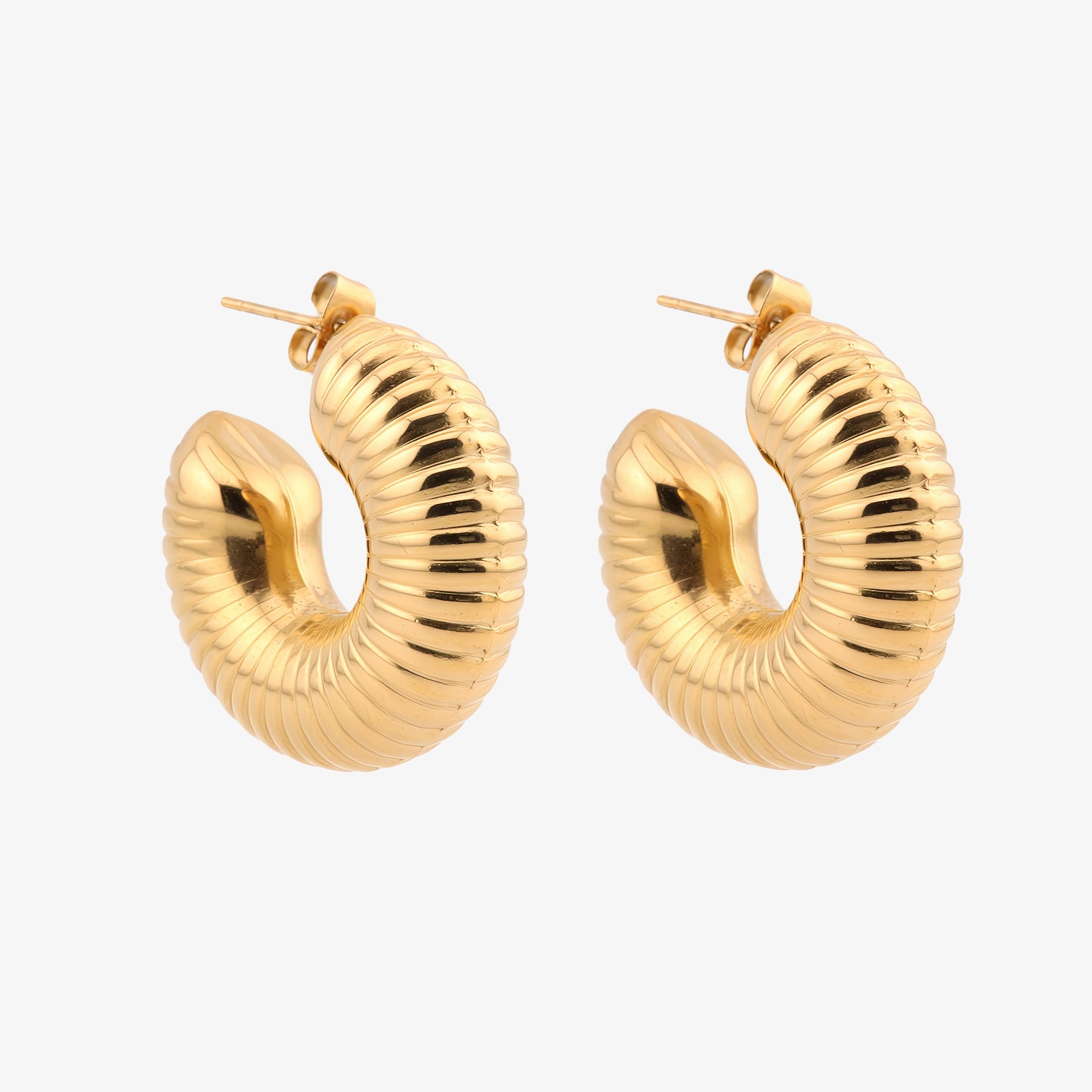 PENDIENTES MASIEL. Aros de acero inoxidable bañados en oro