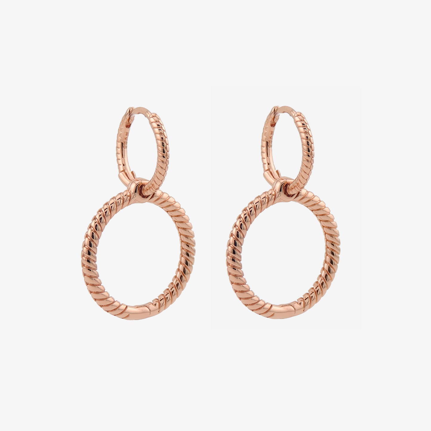 PENDIENTES PETRA. Aros dobles medianos de plata de ley 925 bañada en oro rosa
