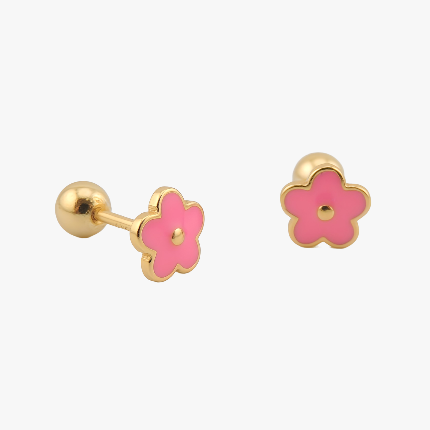 PENDIENTES SOFIA. Pendiente de Plata de Ley 925 con forma de margarita esmaltada en color rosa