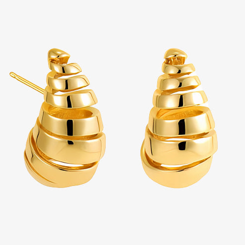 PENDIENTES SIENA. Pendientes en forma de gota twist bañados en oro de 18k