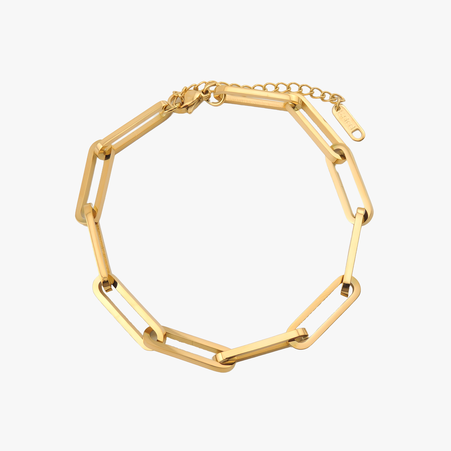 PULSERA EDEN. Pulsera ajustable de eslabones de acero inoxidable bañado en oro de 18k