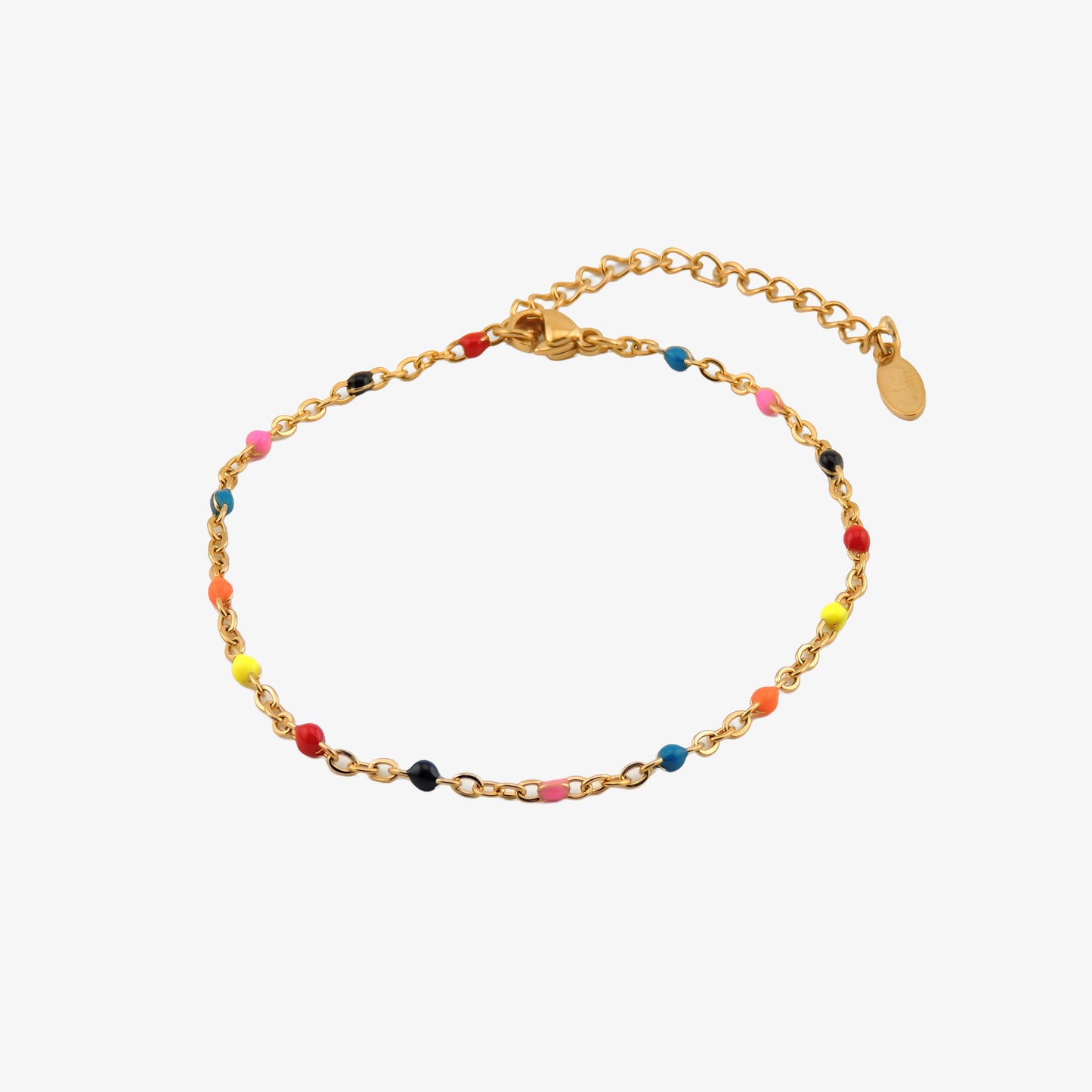 PULSERA MAITE. Pulsera ajustable de acero inoxidable con cuentas multicolor