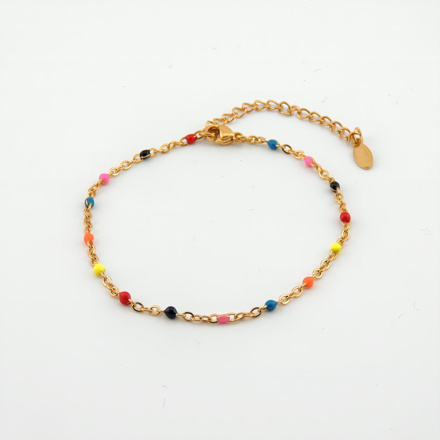 PULSERA MAITE. Pulsera ajustable de acero inoxidable con cuentas multicolor