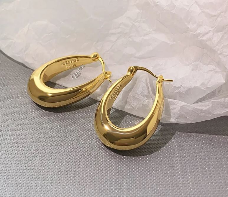 PENDIENTES LUCIA. Aros en plata de ley 925 bañada en Oro de 18k