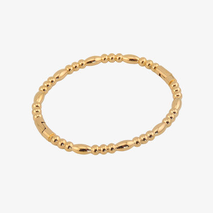 BRAZALETE ÁGATA. Pulsera brazalete rígido de acero inoxidable bañado en oro