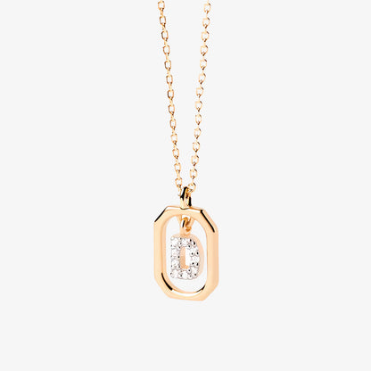 COLLAR DEVA. Collar personalizado con inicial mini en Plata de Ley 925 bañada en oro de 18K y circonitas blancas