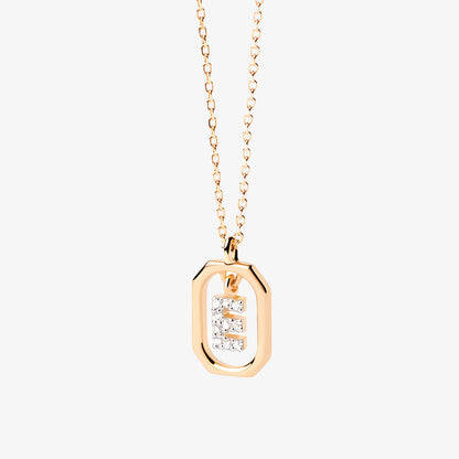 COLLAR DEVA. Collar personalizado con inicial mini en Plata de Ley 925 bañada en oro de 18K y circonitas blancas