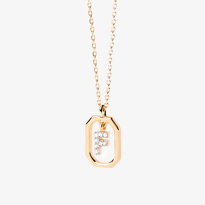 COLLAR DEVA. Collar personalizado con inicial mini en Plata de Ley 925 bañada en oro de 18K y circonitas blancas