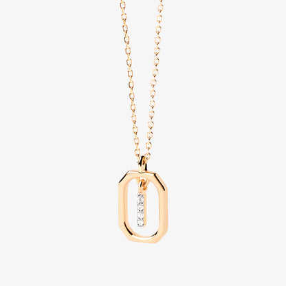 COLLAR DEVA. Collar personalizado con inicial mini en Plata de Ley 925 bañada en oro de 18K y circonitas blancas