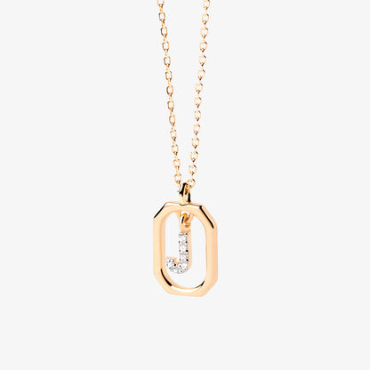 COLLAR DEVA. Collar personalizado con inicial mini en Plata de Ley 925 bañada en oro de 18K y circonitas blancas