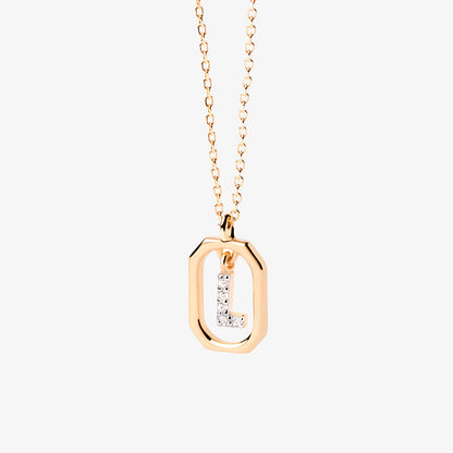 COLLAR DEVA. Collar personalizado con inicial mini en Plata de Ley 925 bañada en oro de 18K y circonitas blancas