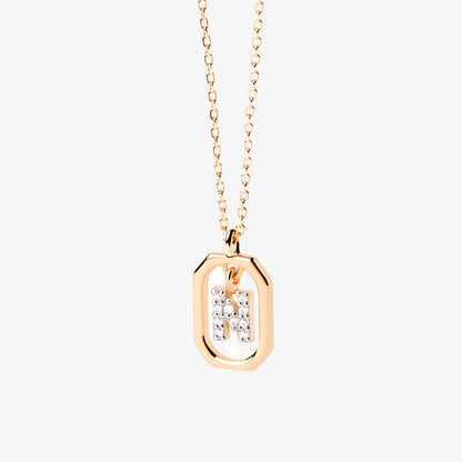 COLLAR DEVA. Collar personalizado con inicial mini en Plata de Ley 925 bañada en oro de 18K y circonitas blancas