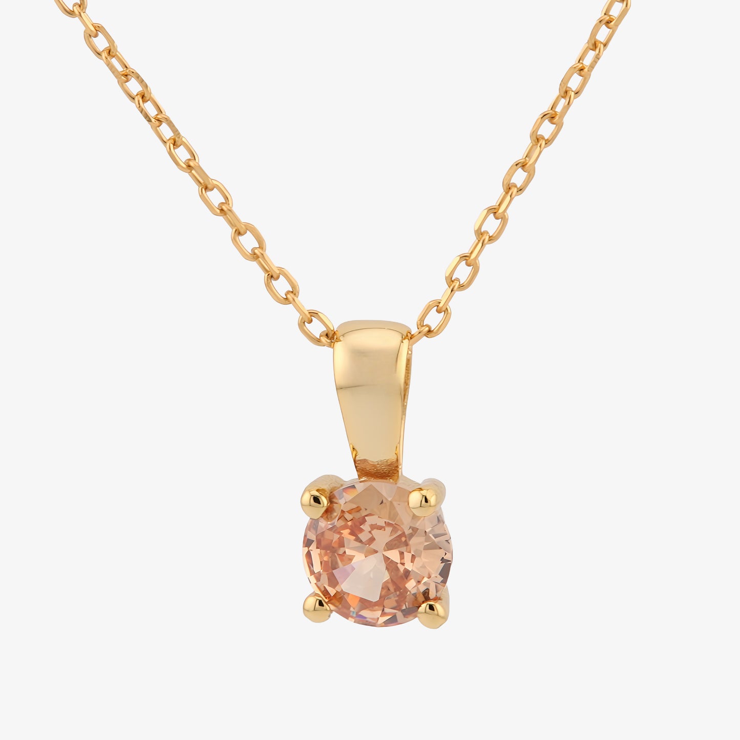 COLLAR FIONA. Collar de plata de ley 925 bañado en oro de 18K y colgante con circonita rosa
