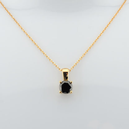 COLLAR JANA. Collar de plata de ley 925 bañado en oro de 18k y colgante con circonita negra