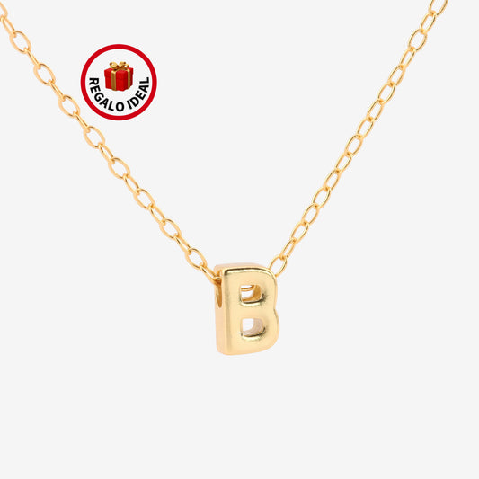 COLLAR CLEO LETRA PERSONALIZADA. Collar en Plata de Ley 925 bañada en oro de 18K