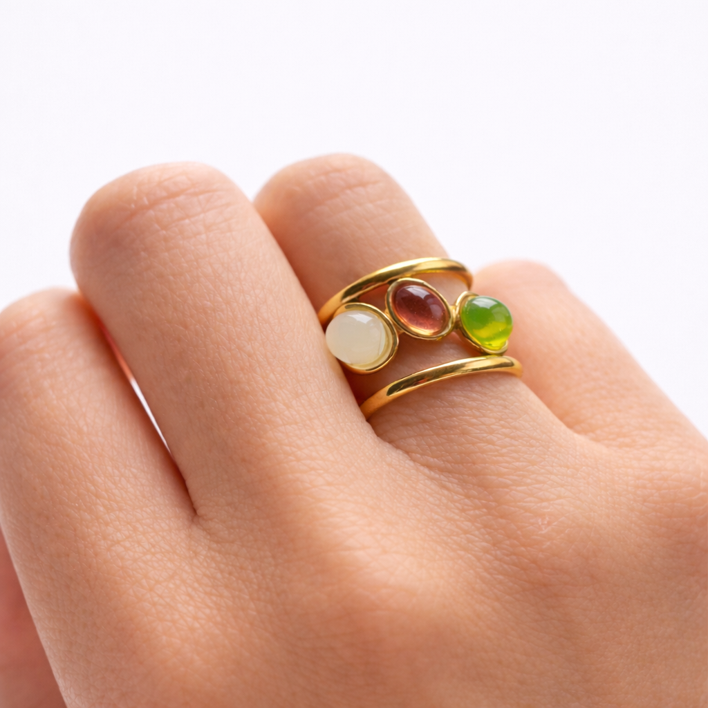 ANILLO SIGRID CON TRIO DE PIEDRAS