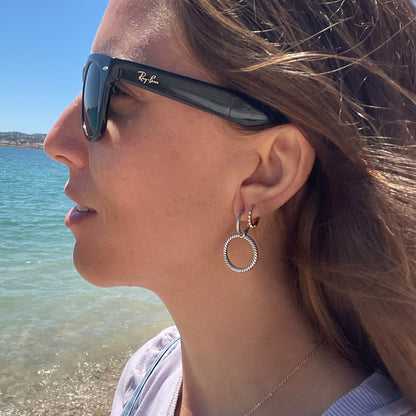PENDIENTES ADELA. Pendientes de aros dobles de plata de ley 925