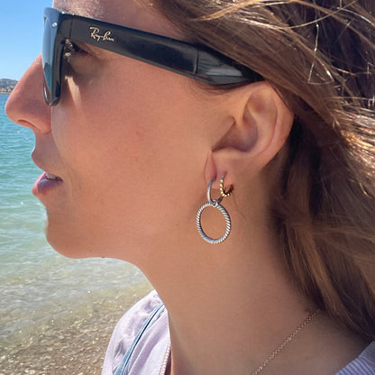 PENDIENTES ADELA. Pendientes de aros dobles de plata de ley 925