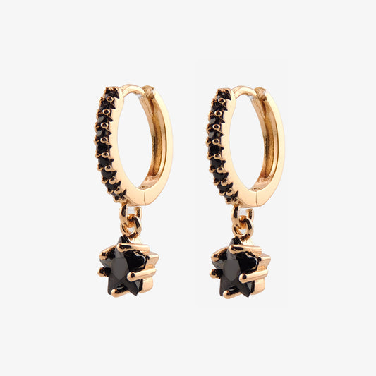 PENDIENTES ARIADNA. Aros pequeños de aleación de cobre con estrellas negras