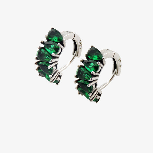 PENDIENTES GAIA. Aros en Plata de Ley 925 con circonitas en color verde