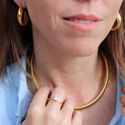 PENDIENTES EMILIANA. Aros de acero inoxidable bañados en oro de 18k
