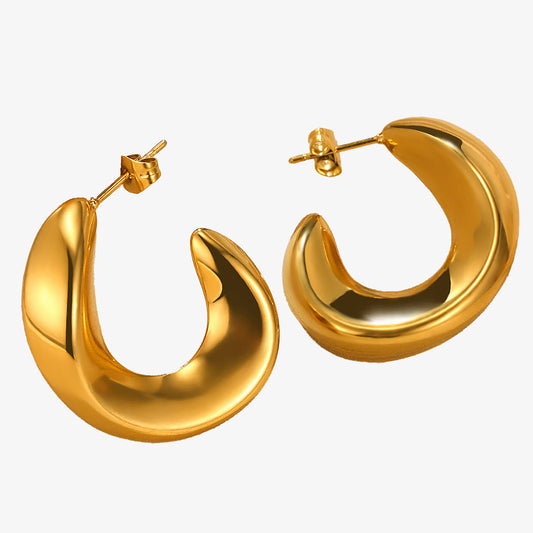PENDIENTES EMILIANA. Aros de acero inoxidable bañados en oro de 18k
