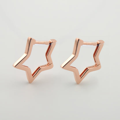 PENDIENTES FARA. Pendientes de plata de ley 925 con forma de estrella en color oro rosa