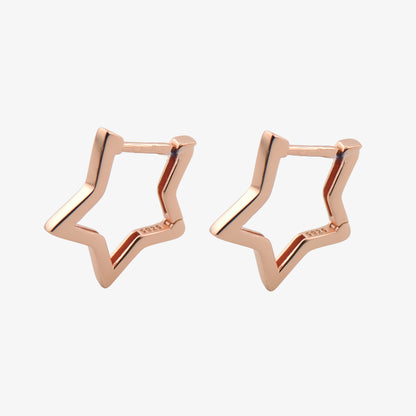 PENDIENTES FARA. Pendientes de plata de ley 925 con forma de estrella en color oro rosa