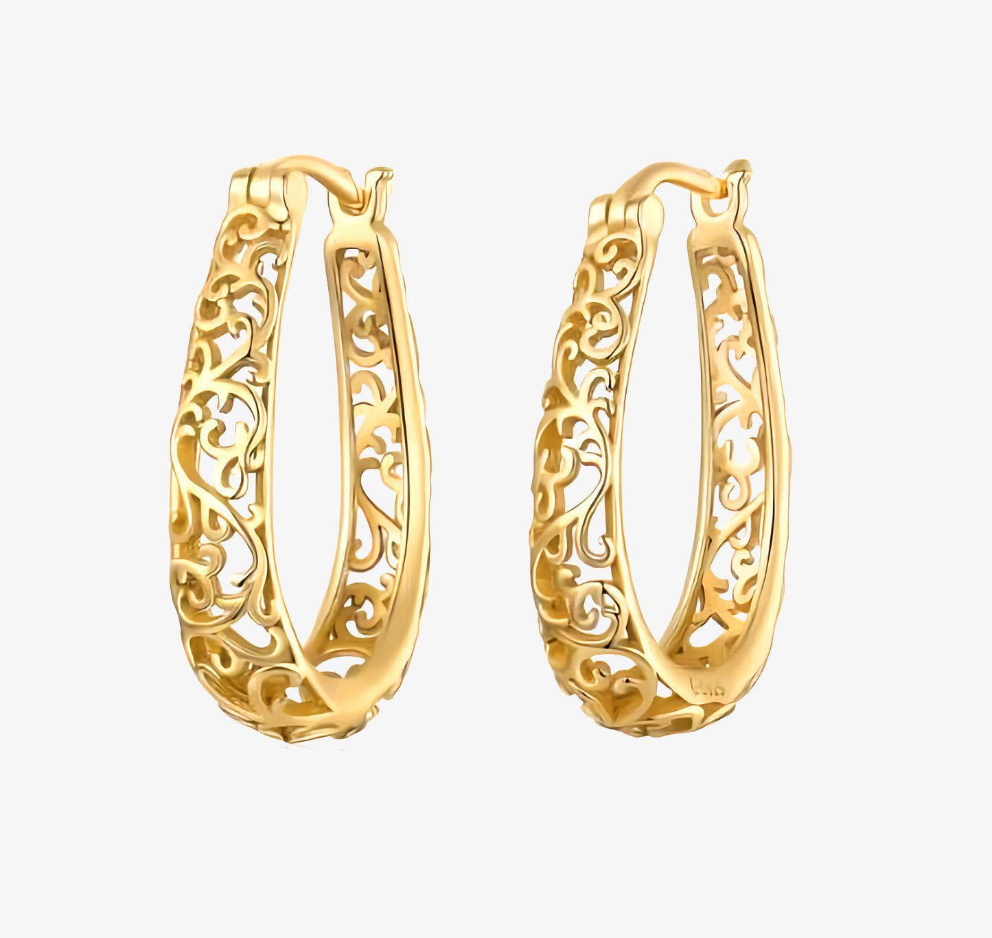 PENDIENTES INDIRA. Pendientes de aro de Plata de Ley 925 bañados en oro de 18K con estilo vintage.
