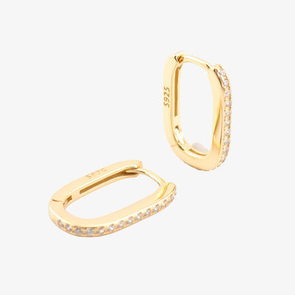 PENDIENTES LOURDES. Aros en Plata de Ley 925 bañada en oro de 18k con circonitas blancas
