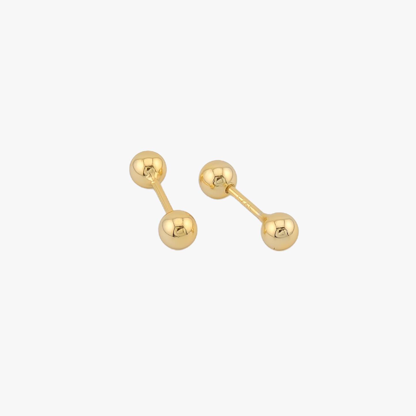 PENDIENTES MARIETA. Pendientes en Plata de Ley 925 bañada en oro de 18k con cierre de tuerca en forma d bola