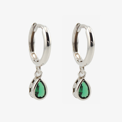 PENDIENTES MARIOLA. Pendiente en Plata de Ley 925 con gota de circonitas en color verde