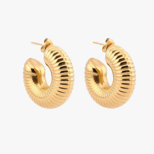 PENDIENTES MASIEL. Aros de acero inoxidable bañados en oro