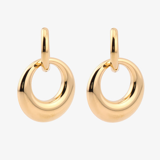 PENDIENTES MIREIA. Pendientes con doble aro de acero inoxidable bañado en oro