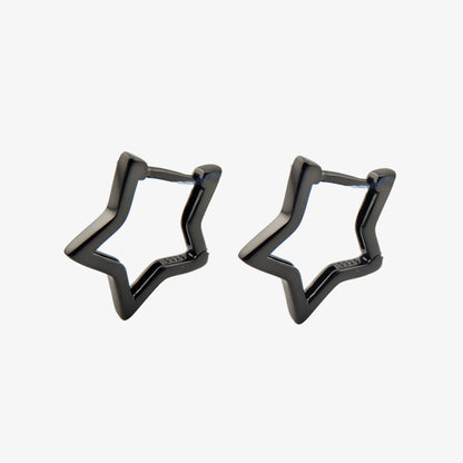 PENDIENTES MIRIAM. Pendientes de plata de ley 925 con forma de estrella en color negro