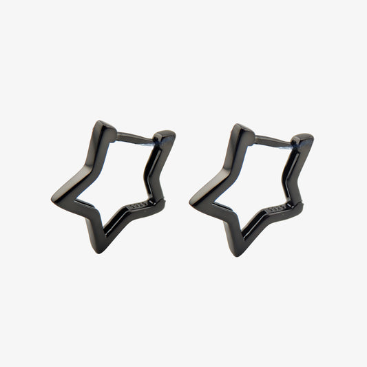 PENDIENTES MIRIAM. Pendientes de plata de ley 925 con forma de estrella en color negro