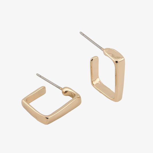PENDIENTES OLIVIA. Aros pequeños rectangulares con cierre de tuerca