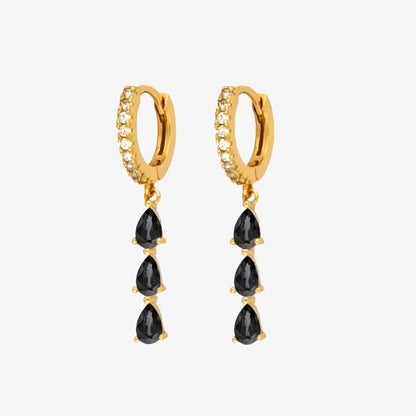 PENDIENTES PASTORA. Aros en Plata de Ley 925 bañada en oro con circonitas en color blanco