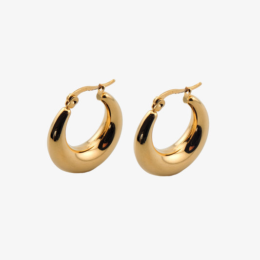 PENDIENTES PILAR. Aros en acero inoxidable bañado en Oro de 18k