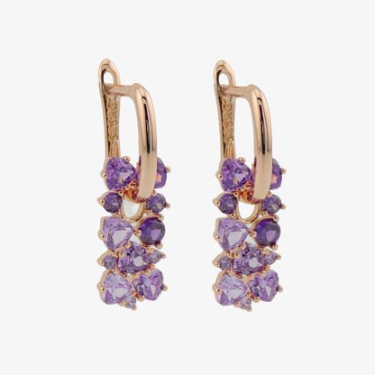 PENDIENTES RITA. Pendientes bañados en oro rosa 585 con circón natural púrpura